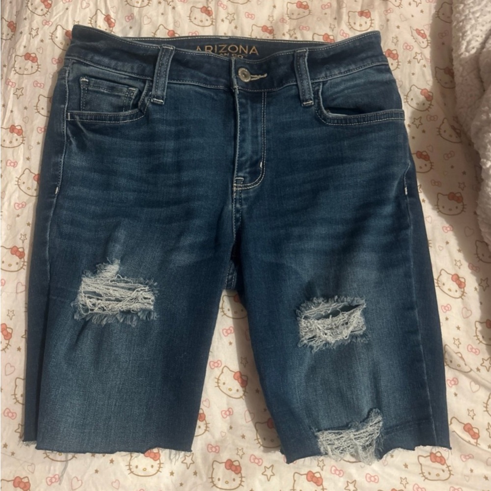 Arizona Jean Company Blue Distressed Jean Shorts